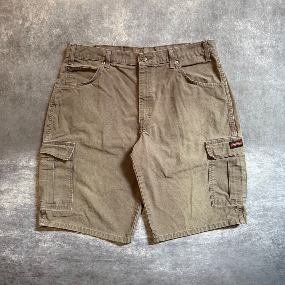 Dickies Mens Gray Cotton Canvas Cargo Shorts Size 36 Utility‎ Workwear